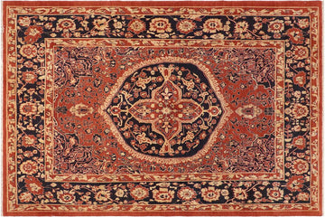 handmade Geometric Kafkaz Chobi Ziegler Rust Blue Hand Knotted RECTANGLE 100% WOOL area rug 8 x 9